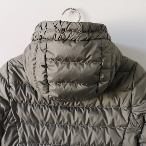 LULULEMON SOEA Brown Grey LTWT Goose Down Long Hooded 1 x A Lady Parka Jacket 4 - Picture 7 of 9